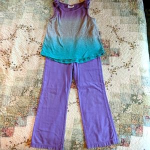 💜Cute purple tie-dyed tank and purple pant set💜